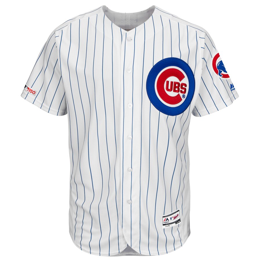 Men's Chicago Cubs Javier Baez Majestic White/Royal Home Collection Flex Base Player Jersey