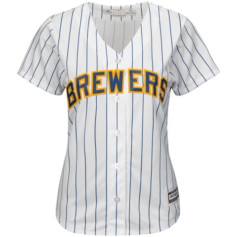 Image of Women's Milwaukee Brewers Majestic White Home Cool Base Jersey