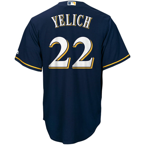 Image of Men's Milwaukee Brewers Christian Yelich Majestic Official Cool Base Player Jersey