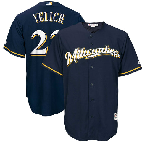 Image of Men's Milwaukee Brewers Christian Yelich Majestic Official Cool Base Player Jersey