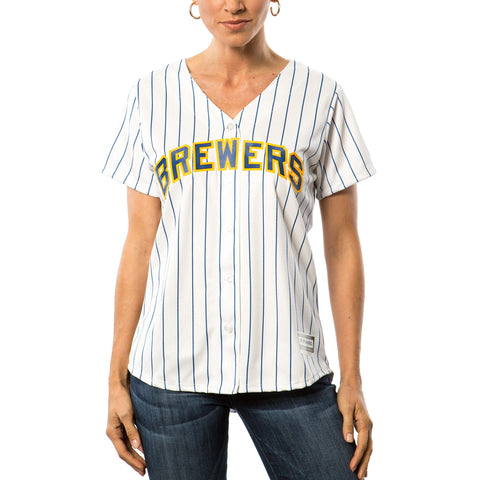 Image of Women's Milwaukee Brewers Majestic White Home Cool Base Jersey