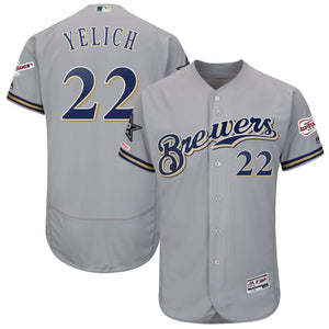 Men's Milwaukee Brewers Christian Yelich Majestic Gray 2019 MLB All-Star Game Authentic Collection Flex Base Player Jersey