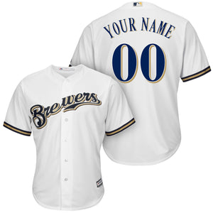 Men's Milwaukee Brewers Majestic White Cool Base Custom Jersey