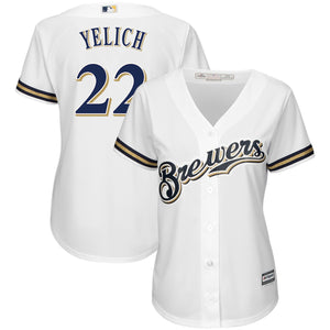 Women's Milwaukee Brewers Christian Yelich Majestic White Cool Base Player Jersey