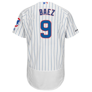 Men's Chicago Cubs Javier Baez Majestic White/Royal Home Collection Flex Base Player Jersey