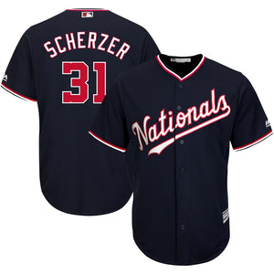 Men's Washington Nationals Max Scherzer Majestic Navy Alternate Official Cool Base Replica Player Jersey