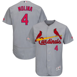 Men's St. Louis Cardinals Yadier Molina Majestic Road Authentic Collection Flex Base Player Jersey