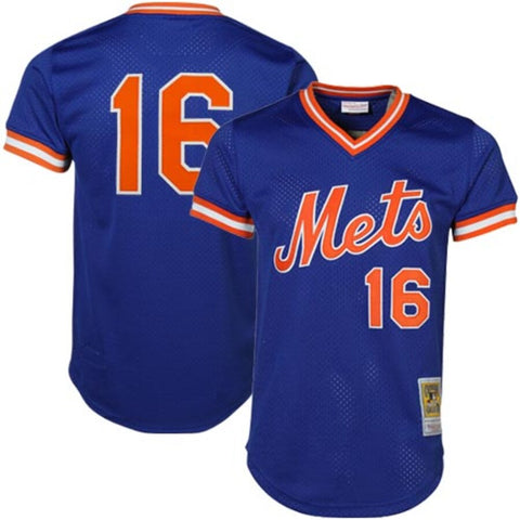 Image of Men's New York Mets Dwight Gooden Mitchell & Ness Royal Cooperstown Mesh Batting Practice Jersey