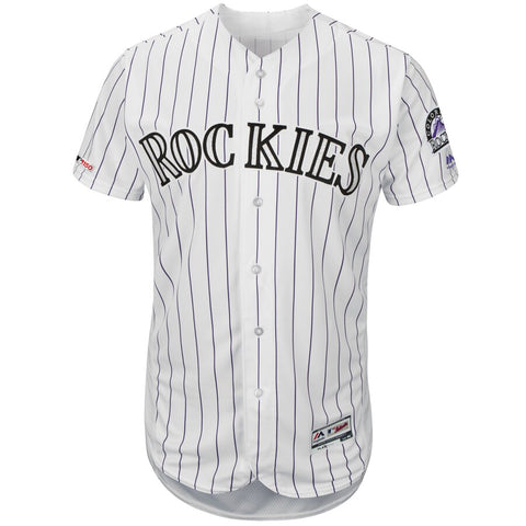 Image of Men's Colorado Rockies Majestic White Home Flex Base Authentic Collection Team Jersey