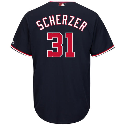 Image of Men's Washington Nationals Max Scherzer Majestic Navy Alternate Official Cool Base Replica Player Jersey