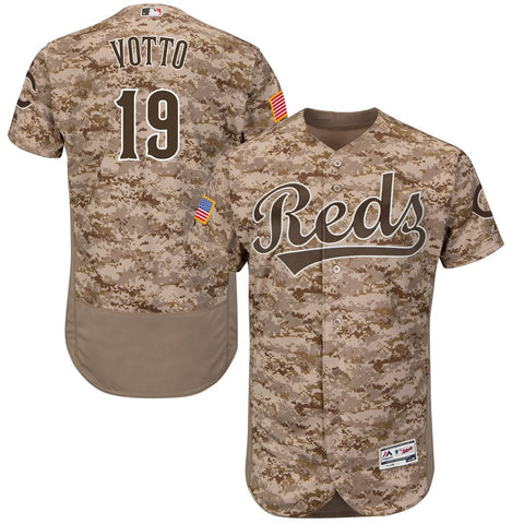 Image of Men's Cincinnati Reds Majestic USMC Camo Alternate Flex Base Collection Player Jersey