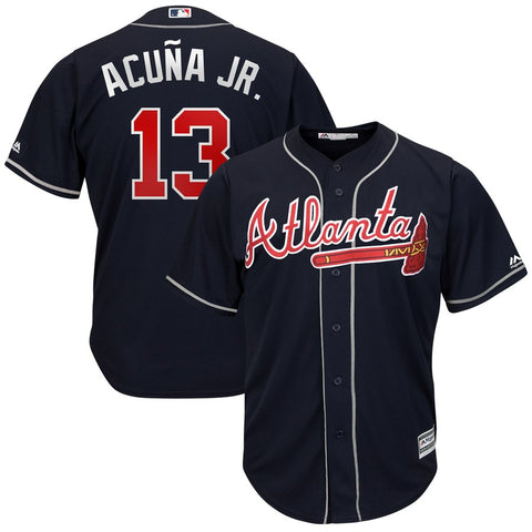 Image of Men's Atlanta Braves Ronald Acuña Jr. Majestic 2019 Official Cool Base Player Jersey