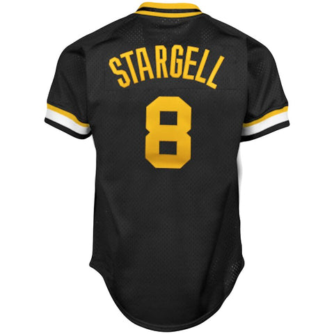 Image of Men's Pittsburgh Pirates Willie Stargell Mitchell & Ness Black Cooperstown Collection Big & Tall Mesh Batting Practice Jersey