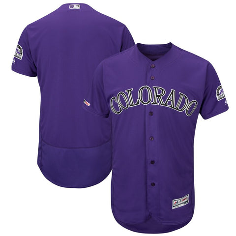 Image of Men's Colorado Rockies Majestic Purple Alternate Collection Flex Base Team Jersey