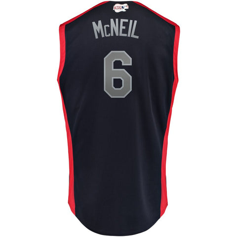 Image of Men's Jeff McNeil National League Majestic Navy/Red 2019 MLB All-Star Game Workout Player Jersey