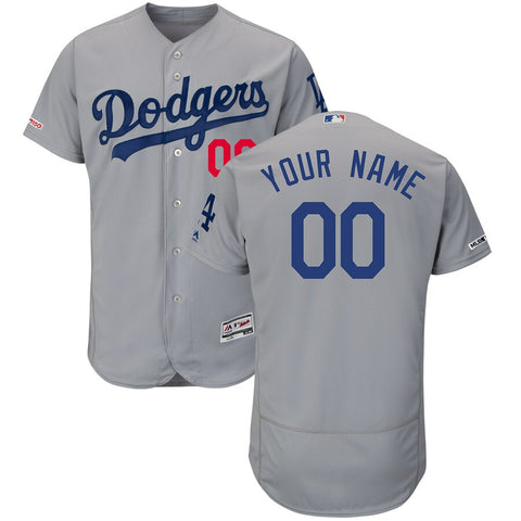 Image of Men's Los Angeles Dodgers Majestic Road Gray Flex Base Collection Custom Jersey