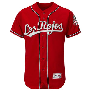 Men's Cincinnati Reds Majestic Alternate Scarlet Los Rojos Flex Base Collection Team Jersey