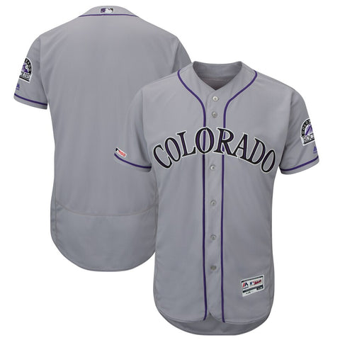 Image of Men's Colorado Rockies Majestic Gray Alternate Flex Base Collection Custom Jersey