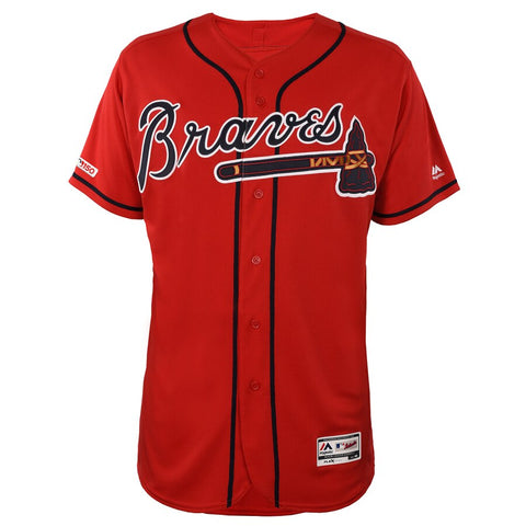 Image of Atlanta Braves Majestic Scarlet 2019 Alternate Flex Base Team Jersey