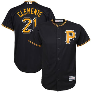 Youth Pittsburgh Pirates Roberto Clemente Majestic Black Alternate Replica Player Jersey