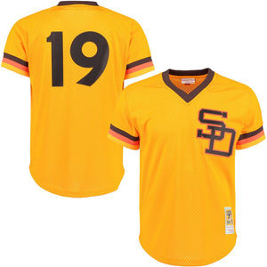 Men's San Diego Padres Tony Gwynn Mitchell & Ness Gold 1982 Authentic Cooperstown Collection Mesh Batting Practice Jersey