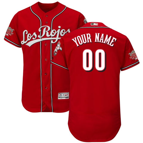 Image of Men's Cincinnati Reds Majestic Scarlet Los Rojos Alternate Collection Custom Jersey