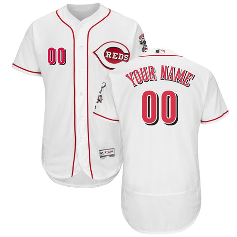 Image of Men's Cincinnati Reds Majestic White Home Collection Flex Base Custom Player Jersey