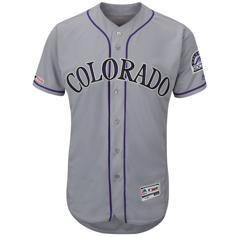 Image of Men's Colorado Rockies Majestic Gray Alternate Flex Base Collection Custom Jersey