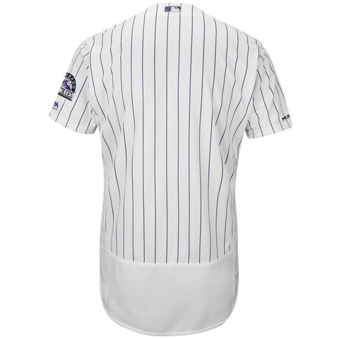 Image of Men's Colorado Rockies Majestic White Home Flex Base Authentic Collection Team Jersey