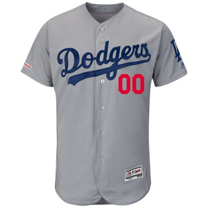 Men's Los Angeles Dodgers Majestic Road Gray Flex Base Collection Custom Jersey