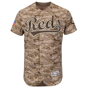 Men's Cincinnati Reds Majestic USMC Camo Alternate Flex Base Collection Player Jersey