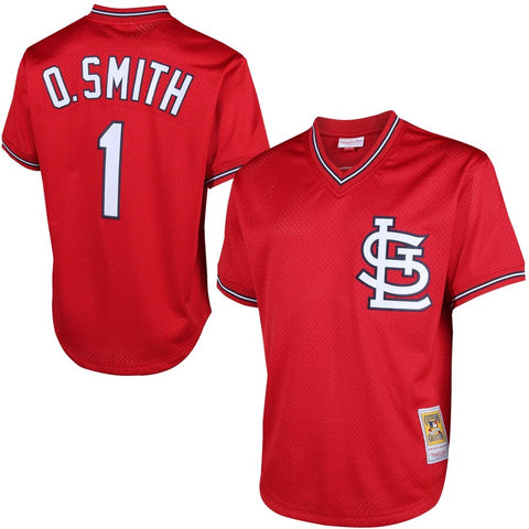 Image of Men's St. Louis Cardinals Ozzie Smith Mitchell & Ness Cooperstown Mesh Batting Practice Jersey