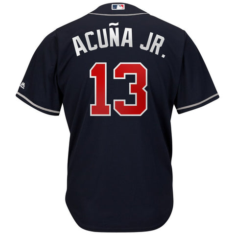 Image of Men's Atlanta Braves Ronald Acuña Jr. Majestic 2019 Official Cool Base Player Jersey