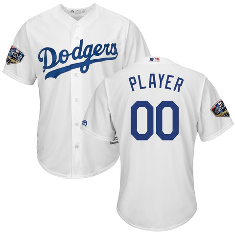 Image of Men's Los Angeles Dodgers Majestic White 2018 World Series Cool Base Custom Jersey