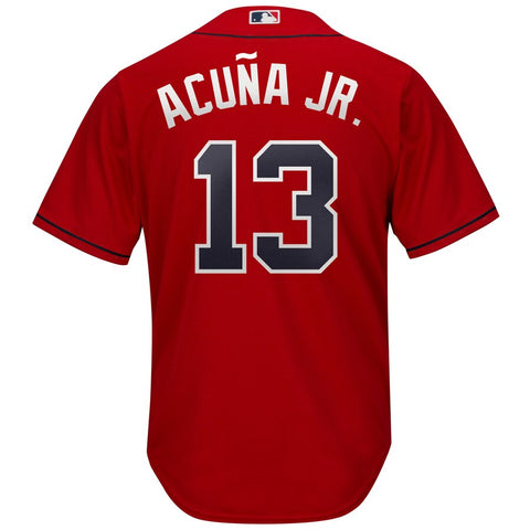 Image of Men's Atlanta Braves Ronald Acuña Jr. Majestic 2019 Official Cool Base Player Jersey