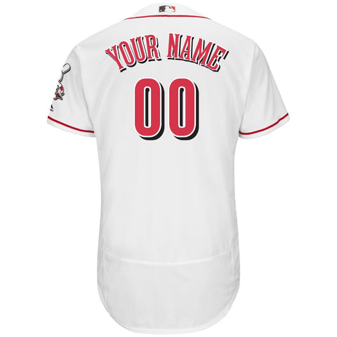 Image of Men's Cincinnati Reds Majestic White Home Collection Flex Base Custom Player Jersey