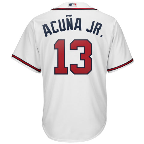 Image of Men's Atlanta Braves Ronald Acuña Jr. Majestic 2019 Official Cool Base Player Jersey