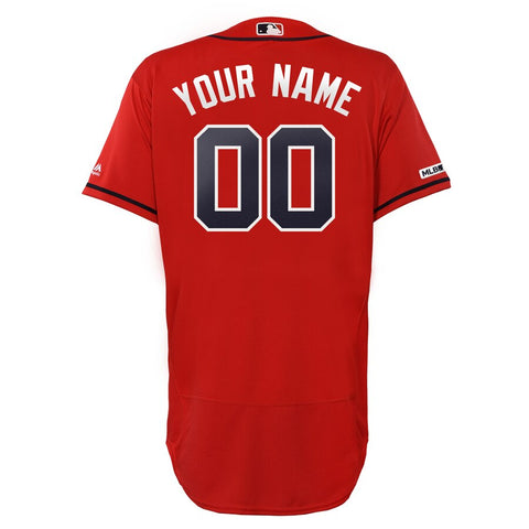 Image of Men's Atlanta Braves Scarlet Majestic 2019 Official Cool Base Custom Player Jersey