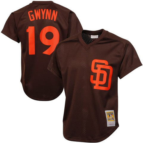 Image of Men's San Diego Padres Tony Gwynn Mitchell & Ness Cooperstown Mesh Batting Practice Jersey