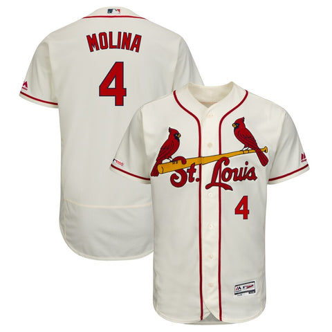 Image of Men's St. Louis Cardinals Yadier Molina Majestic Road Authentic Collection Flex Base Player Jersey