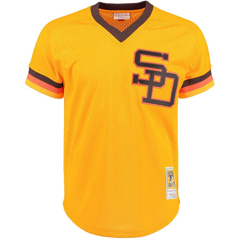 Image of Men's San Diego Padres Tony Gwynn Mitchell & Ness Gold 1982 Authentic Cooperstown Collection Mesh Batting Practice Jersey