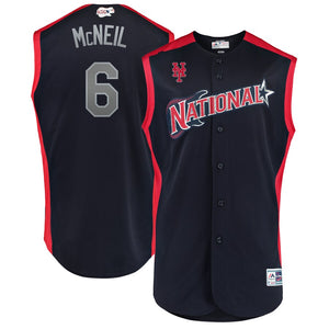 Men's Jeff McNeil National League Majestic Navy/Red 2019 MLB All-Star Game Workout Player Jersey