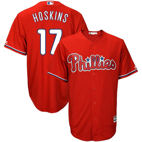 Image of Men's Philadelphia Phillies Rhys Hoskins Majestic Official Cool Base Player Jersey