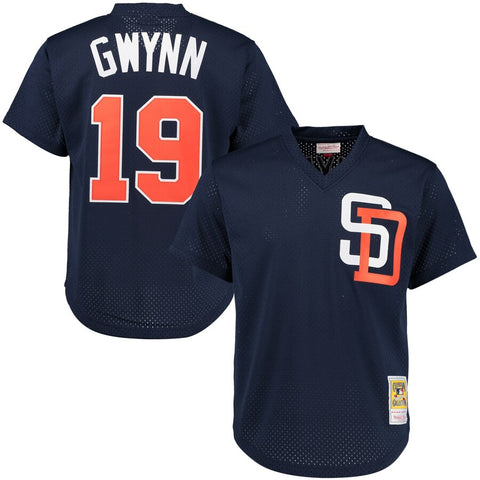 Image of Men's San Diego Padres Tony Gwynn Mitchell & Ness Cooperstown Mesh Batting Practice Jersey