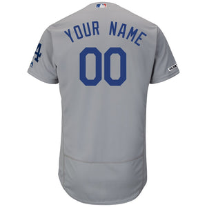 Men's Los Angeles Dodgers Majestic Road Gray Flex Base Collection Custom Jersey