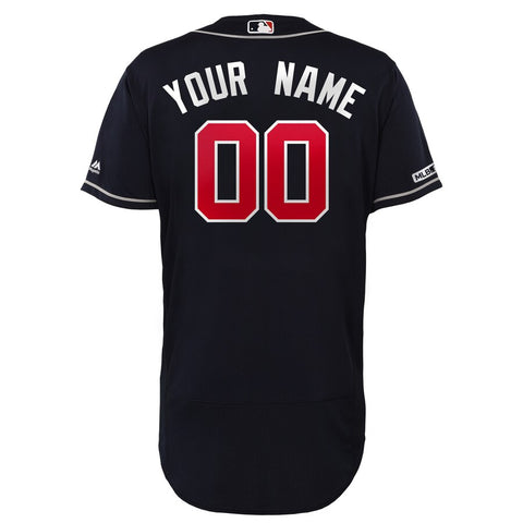 Image of Men's Atlanta Braves Navy Majestic 2019 Official Cool Base Custom Player Jersey