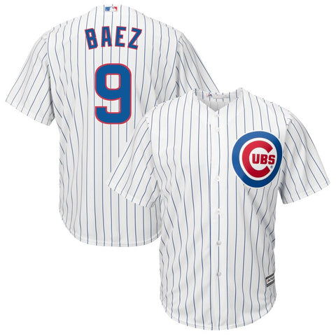 Image of Men's Chicago Cubs Javier Baez Majestic White Home Cool Base Player Jersey