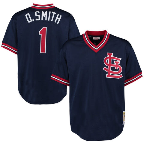 Image of Men's St. Louis Cardinals Ozzie Smith Mitchell & Ness Cooperstown Mesh Batting Practice Jersey