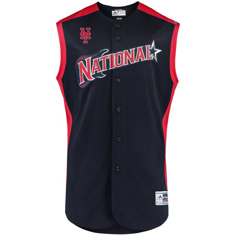 Image of Men's Jeff McNeil National League Majestic Navy/Red 2019 MLB All-Star Game Workout Player Jersey