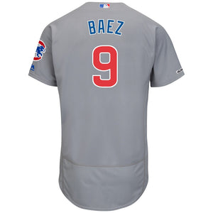 Men's Chicago Cubs Javier Baez Majestic Gray Road Collection Flex Base Player Jersey